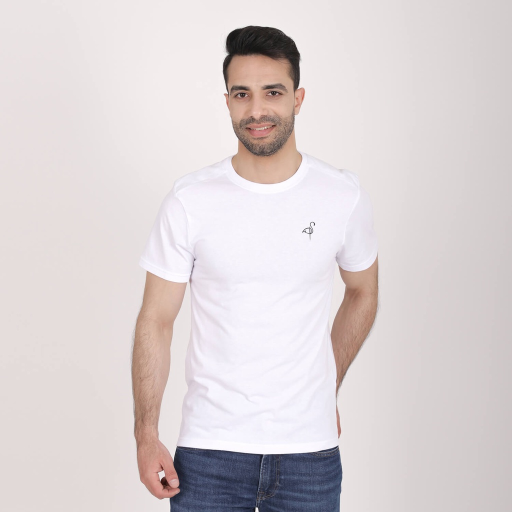 T shirt homme manches courtes avec paulette flamant rose